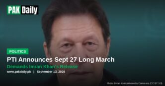 Imran Khan, whose release PTI is demanding via its planned September 27 long march to Islamabad