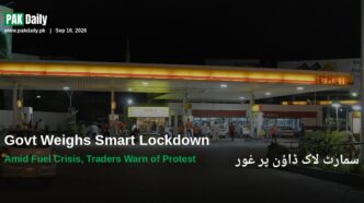 A fuel station in Karachi at night, representing Pakistan's fuel-driven smart lockdown debate