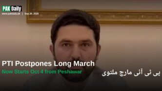 Khyber Pakhtunkhwa Chief Minister Sohail Afridi announcing the PTI long march postponement