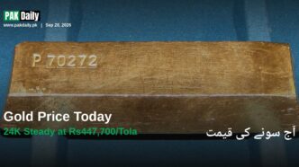 Gold bullion bar representing gold price update in Pakistan on Sep 28, 2026