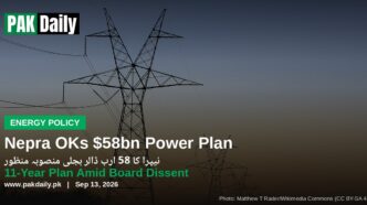 Electricity transmission towers at sunset, representing Pakistan's power grid