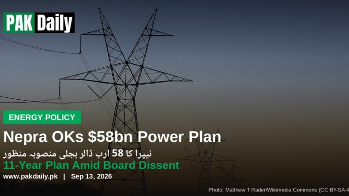 Electricity transmission towers at sunset, representing Pakistan's power grid