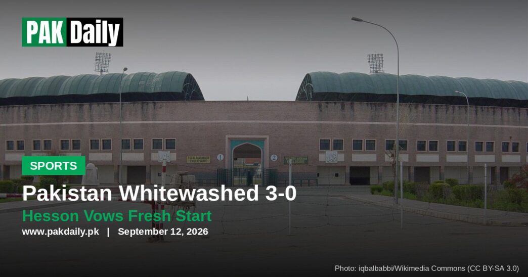 Pakistan cricket stadium, illustrating Pakistan's 3-0 Test series loss to England
