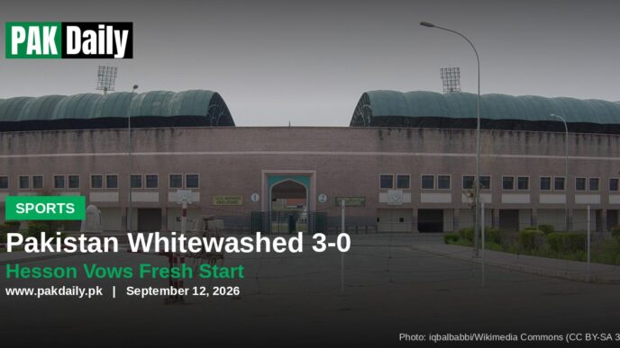 Pakistan cricket stadium, illustrating Pakistan's 3-0 Test series loss to England