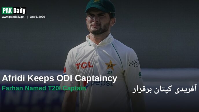 Shaheen Afridi in Pakistan cricket kit, retained as ODI captain as Sahibzada Farhan takes over T20I leadership