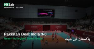 Pakistan and India players in action during the Asian Games men's volleyball quarter-final