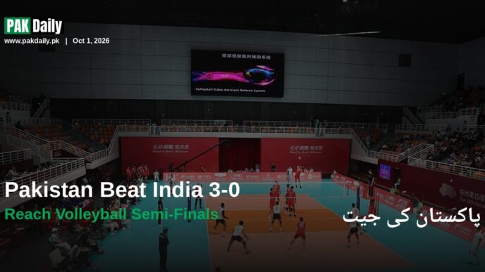 Pakistan and India players in action during the Asian Games men's volleyball quarter-final