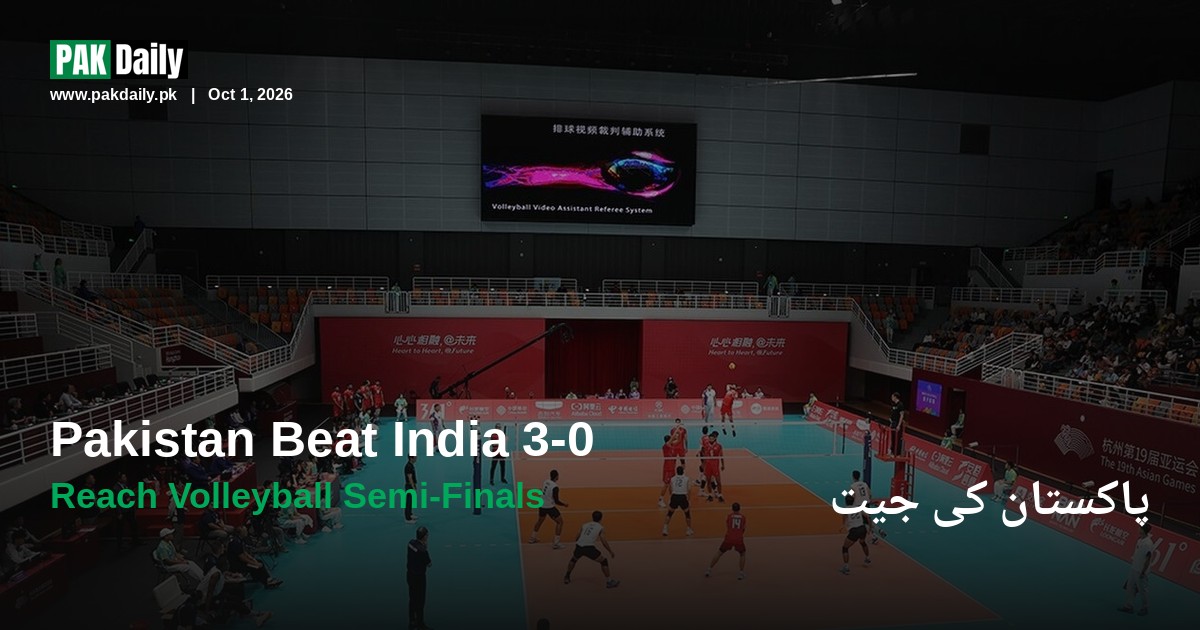 Pakistan and India players in action during the Asian Games men's volleyball quarter-final