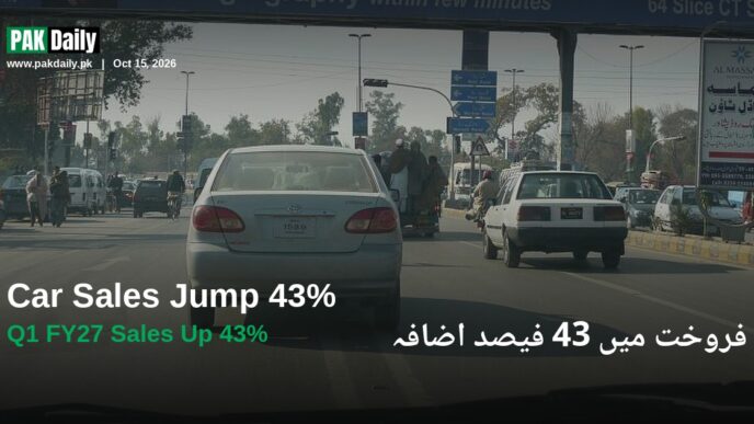 Toyota Corolla and other cars in Pakistani traffic, representing rising car sales in Pakistan