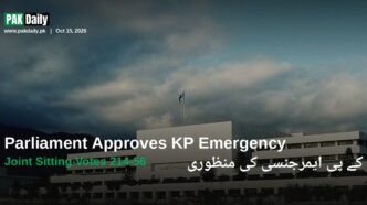 Parliament House in Islamabad, where a joint sitting voted to endorse emergency and governor's rule in Khyber Pakhtunkhwa