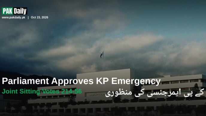 Parliament House in Islamabad, where a joint sitting voted to endorse emergency and governor's rule in Khyber Pakhtunkhwa