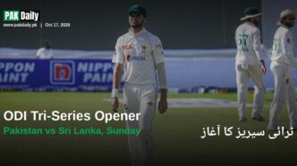 Pakistan captain Shaheen Shah Afridi walks on the field during a Test match against Sri Lanka