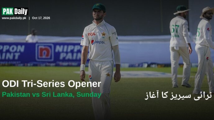 Pakistan captain Shaheen Shah Afridi walks on the field during a Test match against Sri Lanka