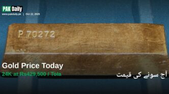 Gold bullion bar representing Pakistan gold and silver price update for October 22, 2026
