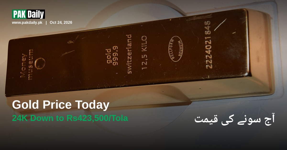 Gold bullion bar representing gold prices in Pakistan today, October 24, 2026