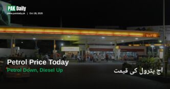 A Shell petrol station in Karachi at night with customers fueling cars and motorcycles