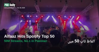 Live concert stage with colorful lights, representing Alfaaz's Spotify success