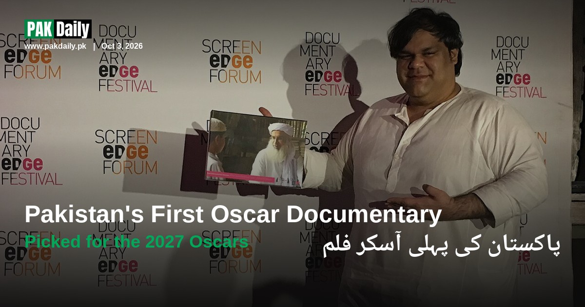 Director Mohammed Ali Naqvi at a documentary festival, whose film Hanging by a Wire is Pakistan's 2027 Oscar entry